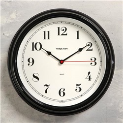Часы настенные, серия: Классика, плавный ход, d=31 см, черные