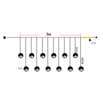 Светодиодная гирлянда-занавес Шары SLZ-444