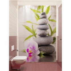 Фотоштора для ванной Спа камни и розовая орхидея