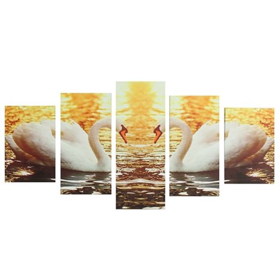 Картина модульная на подрамнике "Лебеди" 2-20х30; 2-20х40; 1-20х50, 50*110 см