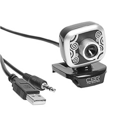 Веб-камера CBR CW-835M Silver, 1.3 МП, 1280x1024, 4 линзы, микрофон, черная-серебристая