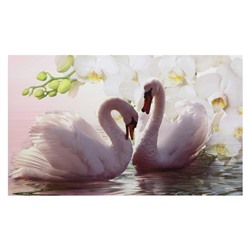 Картина на холсте "Лебеди в цветах" 60*100 см