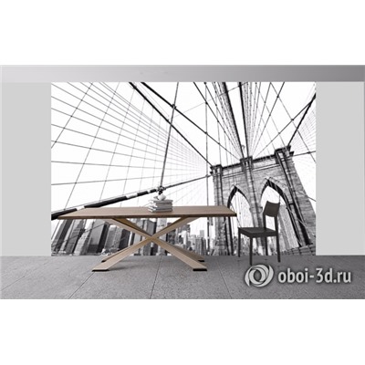 3D Фотообои «Бруклинский мост черно белый»
