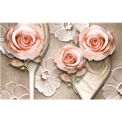 3D Фотообои «Барельефная композиция с розами»