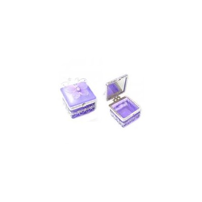 Шкатулка с зеркалом Квадратная Бабочка стразы фиолетовая 7,1х8х6,5см стекло SH