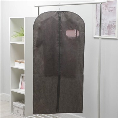 Чехол для одежды с окном, 60×120 см, спанбонд, цвет серый