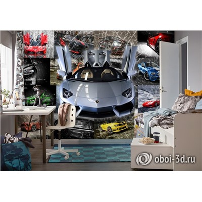 3D Фотообои «Коллаж из спортивных машин»