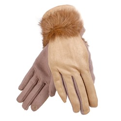 Сенсорные перчатки (имитация замши +  меха кролика)