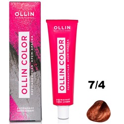 Перманентная крем-краска для волос  COLOR 7/4 Ollin 100 мл
