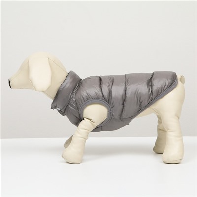 Куртка для собак двухсторонняя с принтом, размер 10 (ДС 25 см, ОГ 34 см, ОШ 24 см), серая