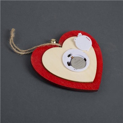 Ёлочная игрушка «Красное сердце с оленем», батарейки, свечение тёплое белое