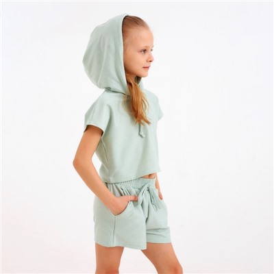 Комплект для девочки (топ, шорты) MINAKU: Casual Collection цвет оливковый, рост 110