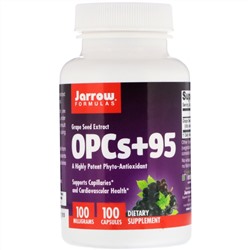 Jarrow Formulas, OPCs + 95, Экстракт семян винограда, 100 мг, 100 капсул