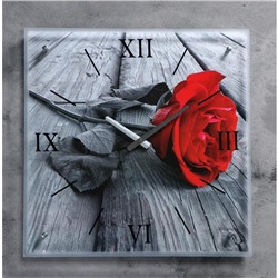 Часы настенные, серия: Цветы, "Красная роза", 50х50 см  микс
