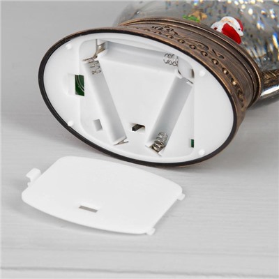 Светодиодная фигура «Дед Мороз у ёлки» 12.5 × 20 × 12.5 см, пластик, батарейки АААх3 (не в комплекте), USB, свечение тёплое белое
