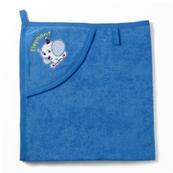 Полотенце с уголком и рукавицей, размер 90х90, цвет синий, махра, хл100%