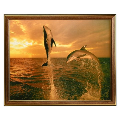 Картина "Пара дельфинов" 35х28 (38*31) см