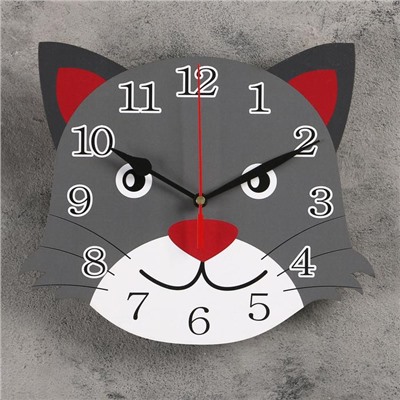 Часы настенные, серия: Детские, "Кот", 24 см