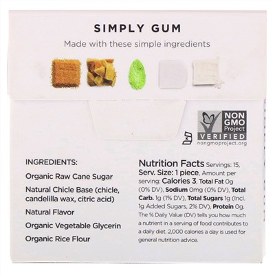 Simply Gum, Натуральная жевательная резинка с перечной мятой, 15 шт.