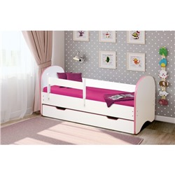 Кровать детская с бортом «Радуга», 1 ящик, 700 × 1400 мм, цвет белый / кант светло-розовый