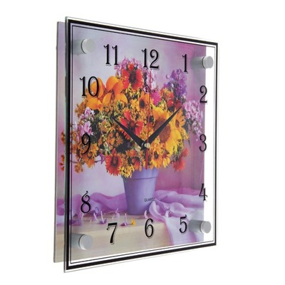 Часы настенные, серия: Цветы, "Полевой букет", 25х25  см, микс