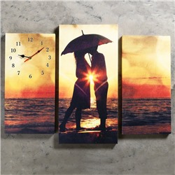 Часы настенные модульные «Влюблённая пара на берегу», 60 × 80 см