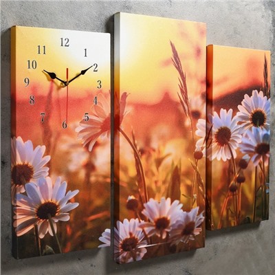Часы настенные модульные «Ромашки на закате», 60 × 80 см
