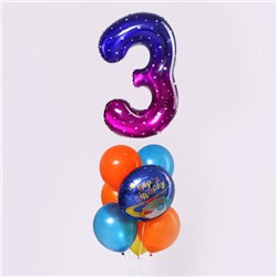 Букет из шаров «День рождения – космос. 3 года», фольга, латекс, набор 7 шт.