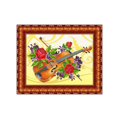 Ткань-схема для вышивания бисером и крестом "Скрипка" 36,5х27,6см кбл 3018