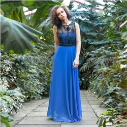 Платье женское MINAKU "Bella", длинное, размер 46, цвет синий/чёрный