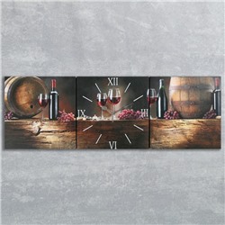 Часы настенные, модульные, серия: Интерьер, "Вино", 35х110  см, микс