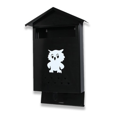 Ящик почтовый без замка (с петлёй), вертикальный, «Домик», чёрный