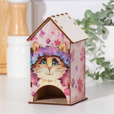 Чайный домик "Котик" , розовый 9,5х 8,5 х 15,5 см