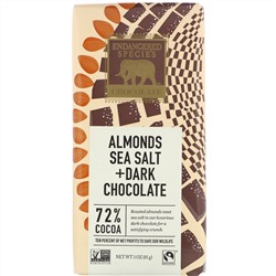 Endangered Species Chocolate, Almonds Sea Salt + Dark Chocolate, 72% Cocoa, 3 oz (85 g)