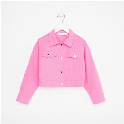 Рубашка для девочки джинсовая, укороченная KAFTAN, размер 30 (98-104 см), цвет розовый