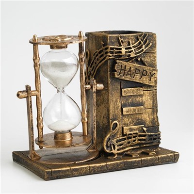 Песочные часы "Ноты", сувенирные, с карандашницей, 14.5 х 8 х 13 см