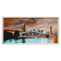 Картина "Мост в ночном мегаполисе" 33х70 см (36х73см)