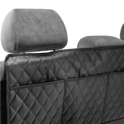 Органайзер на спинку сиденья в багажник, экокожа, ромб, черный, размер 95х40 см