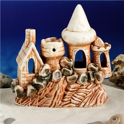 Декорация для аквариума "Замок и домик с трубой", 8 х 21 х 19 см, микс