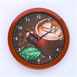 Часы настенные "Кофе", коричневый обод, 28х28 см