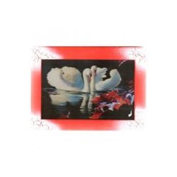 Картина Фен-Шуй Птицы 14х19см 024 Два лебедя, узкая светло-красная рама SH