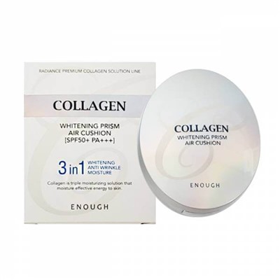 Enough Collagen Whitening Prism Air Cushion 3 in 1 SPF50+ PA+++ Кушон осветляющий с коллагеном, тон 21