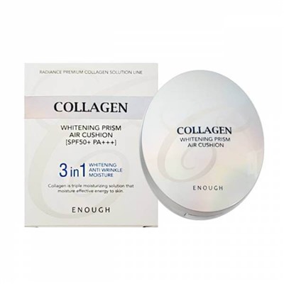 Enough Collagen Whitening Prism Air Cushion 3 in 1 SPF50+ PA+++ Кушон осветляющий с коллагеном, тон 13