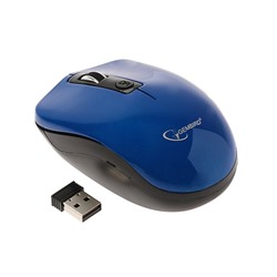 Мышь Gembird MUSW-400-B, беспроводная, оптическая, 800-1600dpi, USB,бесшумный клик, голубая
