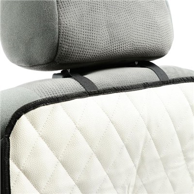 Защитная накидка на переднее сиденье, размер 40×60, экокожа, стеганная, белая