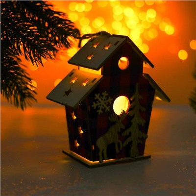 Новогодний декор с подсветкой «Домик сказка» 12×5.5×10 см