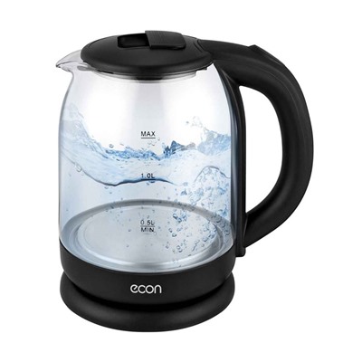 Чайник электрический Econ ECO-1835KE, 1500 Вт, стекло, 1,8 л, цвет чёрный