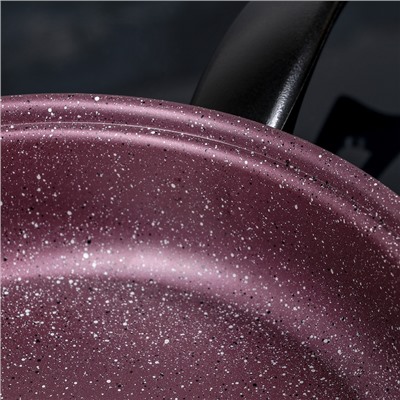 Набор посуды Promo Stone violet: кастрюля 3 л, d=24 см, ковш 1,5 л, сковорода d=24 см, крышки 2 шт, антипригарное покрытие, цвет бордовый