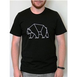 Фуфайка (футболка) мужская BY201-17002/9; ХБ2060-3/Р2060-3 черный/черный/медведь
