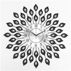 Часы настенные, серия: Ажур,"Завитки с листочками", плавный ход, d-58 см, циферблат 22 см